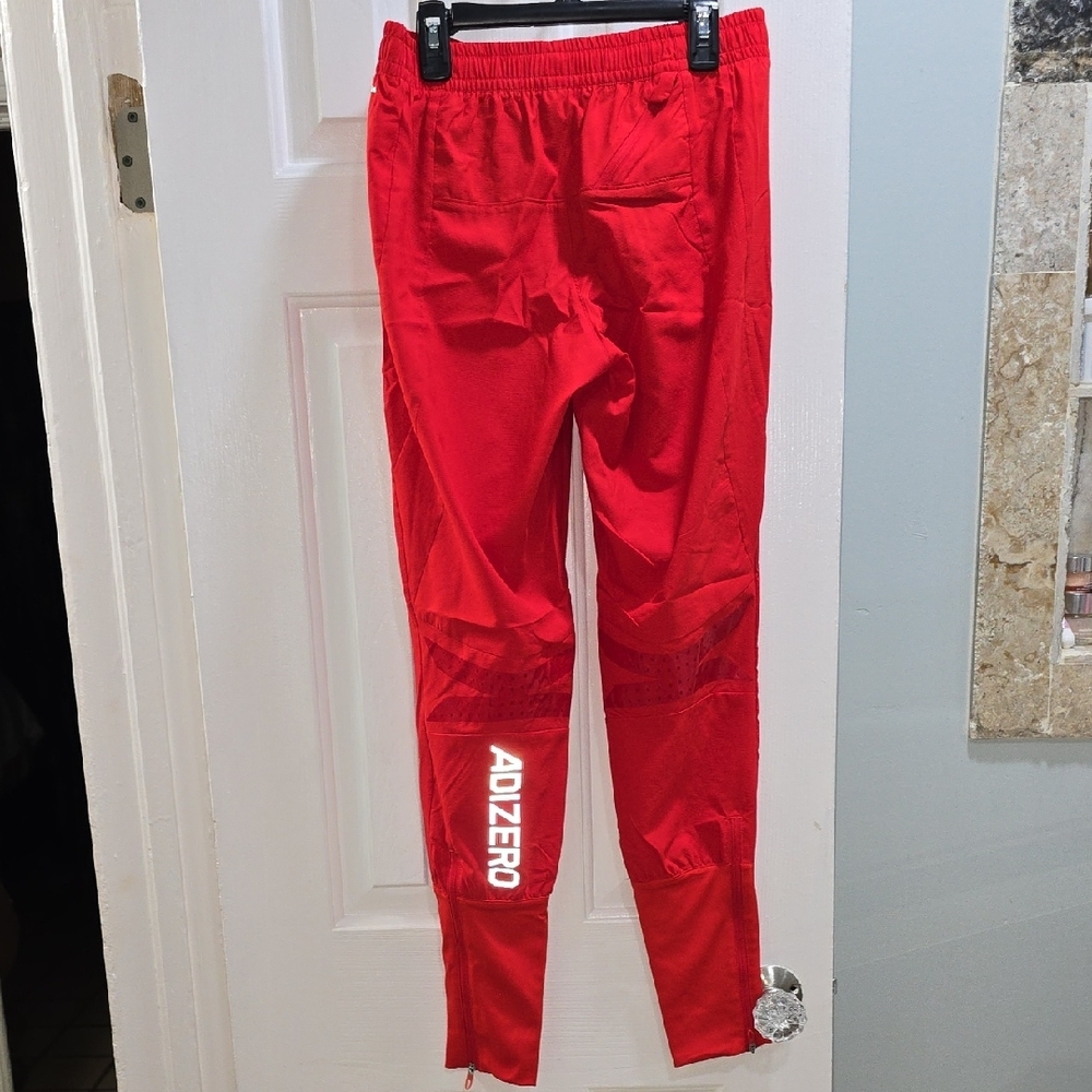 Adidas Red Pants with Tapered Fit and Ankle Cuffs Woman's Size XS - Picture 6 of 14